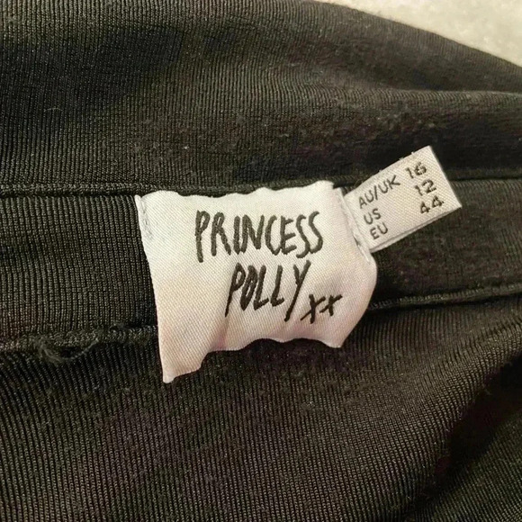 Princess Polly Black Stretchy Snap Front Long Sleeve Collared Top Size 12 - Picture 11 of 11